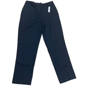 Lands' End Women's 10 Petite Black High Rise Straight Leg Cotton Blend Pants NWT